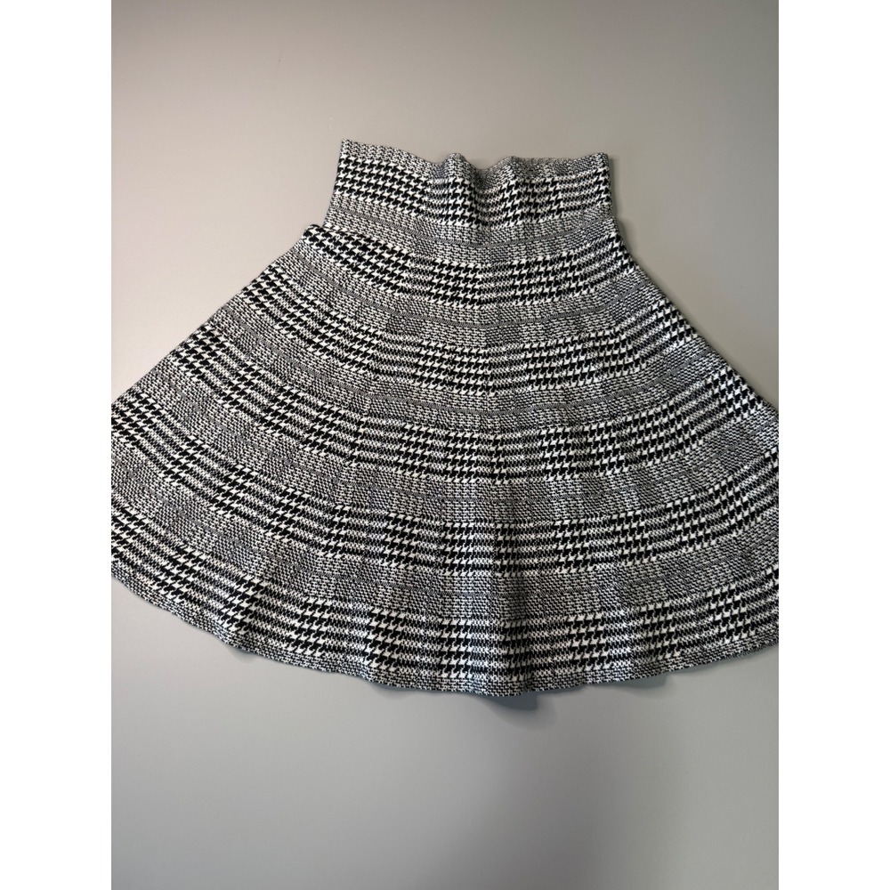 Max Studio Womens Black White Houndstooth Knit Skater Skirt Small